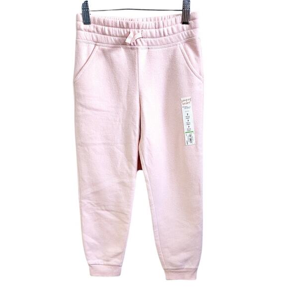 Jumping Beans Girls 7 Fleece Jogger Sweatpants Pastel Pink Comfy Cozy Lounge New - Picture 1 of 6
